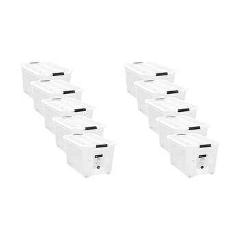 10PK Boxsweden Stow Storage Container 52L w/ Wheels 57x38.5x32.5cm Organisation