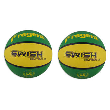 2PK Regent Swish Indoor/Outdoor Rubber Basketball Size 5 Green/Yellow
