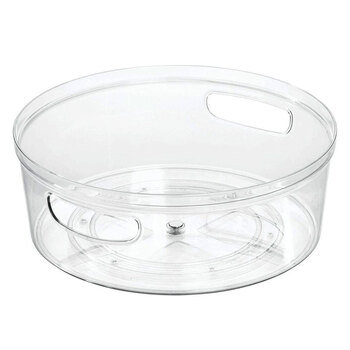 iDesign Crisp Spinner Turntable Bin w/ Handles 29 x 29 x 11.2cm Clear