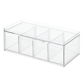 iDesign Crisp 31.75x16.51cm Tea Packet Storage Organiser w/ Lid - Clear