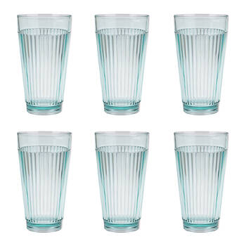 6PK Pizzazz Ripple Design Acrylic High Ball Tumbler Drinking Cup 450ml Green