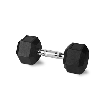 Rubber Hex Dumbbell 7kg Chromed Grip Home Gym Workout 