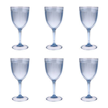 6PK Pizzazz Stylish Ripple Design Acrylic Wine Glass Drinking Cup 400ml Blue