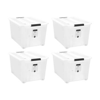 4PK Boxsweden Stow Storage Container 90L w/ Wheels 66x48.5x39cm Organisation