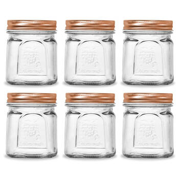 6PK Lemon Lime Square Modena Glass Jar - 225ml