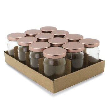12PK Lemon & Lime Verona Glass Jar 150Ml Rose Gold Lid