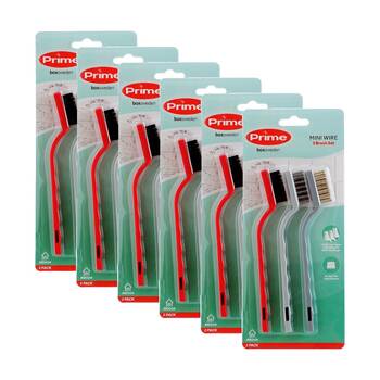 6x 3pc Boxsweden Prime Mini Wire Brush Set Heavy Duty Bristles for Cleaning