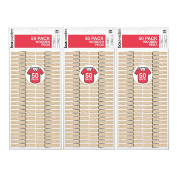 3x 50PK Boxsweden Wooden Clothes Pegs