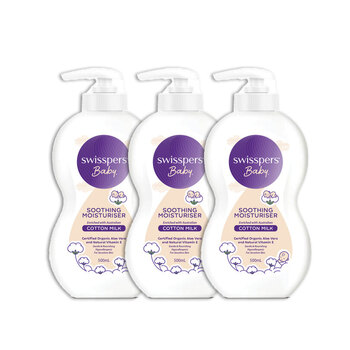 3PK Swisspers Baby Cotton Milk Soothing Moisturiser 500ml