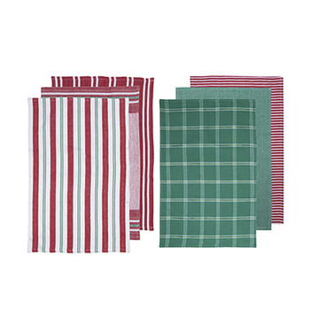 2x 3pc Ladelle Jingle Festive Christmas Brick Kitchen/Tea Towels 40x65cm Asstd