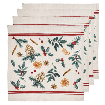 4pc Ladelle Festive/Seasonal Napkin/Serviette Evergreen 45x45cm