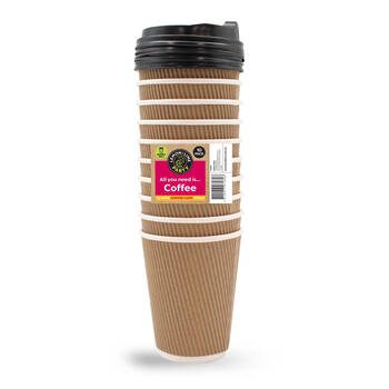 10PK Lemon & Lime Double Wall 340ml Coffee Cup w/ Lid