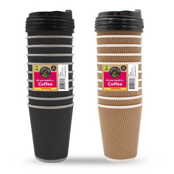 2x 10PK Lemon & Lime Double Wall 340ml Coffee Cup w/ Lid