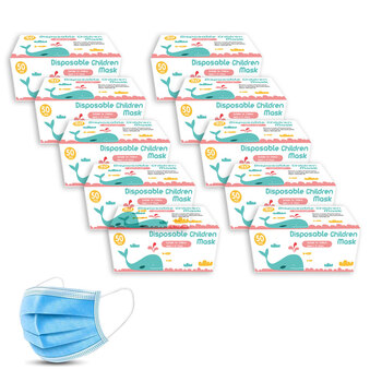 10x 50PK Kids 3-Ply Disposable Face Mask - Elastic Type 4-12y