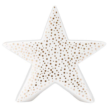 Ladelle Glitz White/Gold Star 22cm Porcelain Seasonal/Festive Decoration