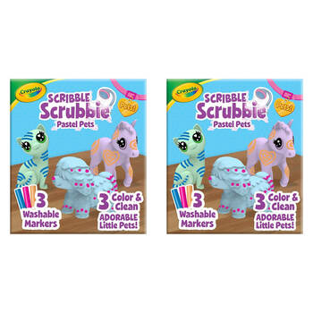 2x 3pc Crayola Scribble Scrubbie Pastel Pets Kids/Children 3y+