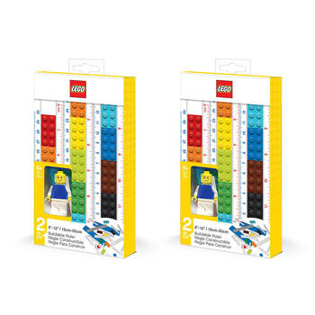 2PK Lego 2.0 Convertible Ruler w/ Mini Figure Kids School Stationery 6y+