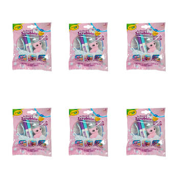 6PK Crayola Scribble Scrubbie Art & Craft Kit Pastel Pets Kids Assorted 3y+