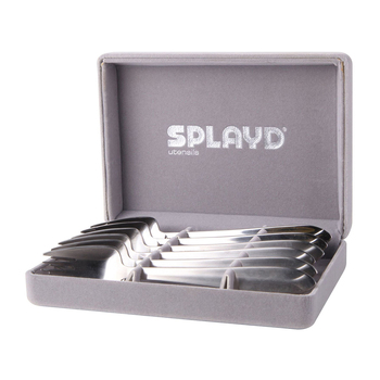 6pc Splayd Luxury 14.5cm Stainless Steel Satin Knife/Spork Set - Silver