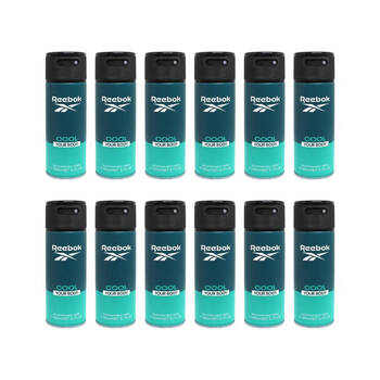 12PK Reebok Men' Grooming Vegan Sporty Deodorant Body Spray 150ml Cool Your