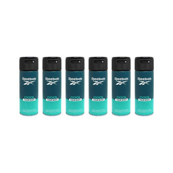 6PK Reebok Men' Grooming Vegan Sporty Deodorant Body Spray 150ml Cool Your