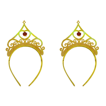2PK Disney Princess Belle Iridescent Plastic Headband Tiara Kids Costume
