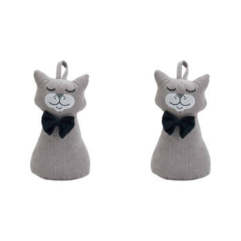 2PK Annabel Trends Animal Doorstop 30x15cm Home Decor Happy Cat - Grey