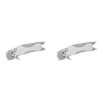 2PK Annabel Trends Animal Doorstop 62x14cm Home Decor Playful Cat - Grey