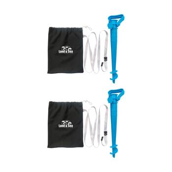 2PK Land & Sea Sports Sand Screw Bag Set/Kit for Beach Umbrellas Blue