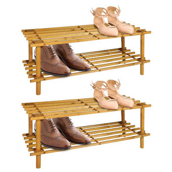 2PK Boxsweden 2 Tier Wooden Shoe Rack