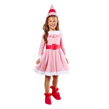 4pc Elf Jovie Deluxe Costume Hat/Dress/Belt/Shoe Set Toddler - Pink