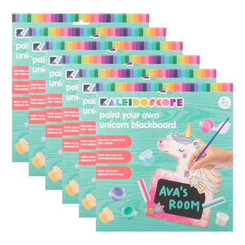 6PK Kaleidoscope Paint Your Own Wooden Unicorn Blackboard Kids Art Craft 3y+