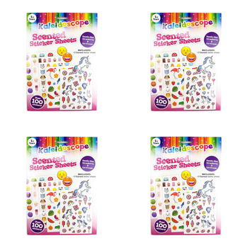 4x 5PK Kaleidoscope Scratch N Sniff Kids Scented Sticker Sheets Set 5y+
