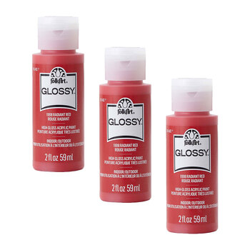 3PK Plaid FolkArt 59ml Glossy Art Acrylic Paint - Radiant Red