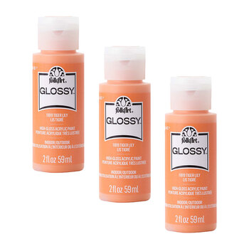 3PK Plaid FolkArt 59ml Glossy Art Acrylic Paint - Tiger Lily
