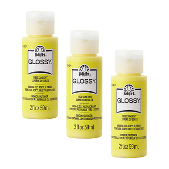 3PK Plaid FolkArt 59ml Glossy Art Acrylic Paint - Sunlight