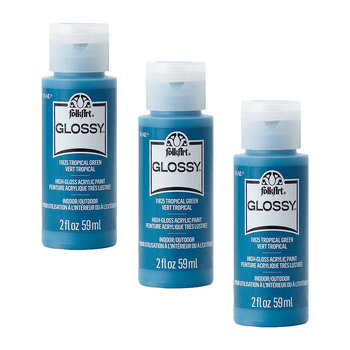 3PK Plaid FolkArt 59ml Glossy Art Acrylic Paint - Tropical Green