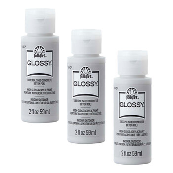 3PK Plaid FolkArt 59ml Glossy Art Acrylic Paint - Polished Concrete