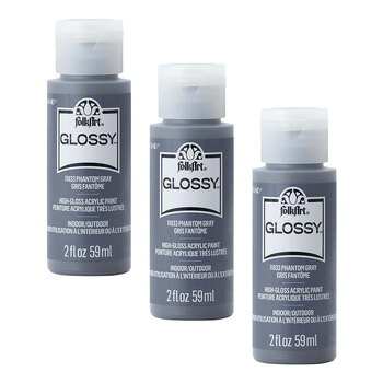 3PK Plaid FolkArt 59ml Glossy Art Acrylic Paint - Phantom Gray
