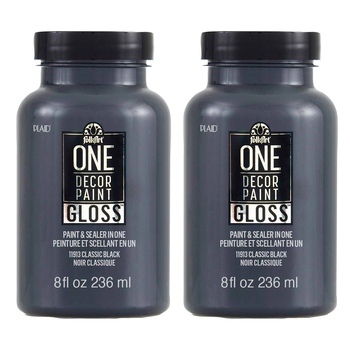 2PK Plaid FolkArt 236ml One Decor Paint Gloss - Classic Black