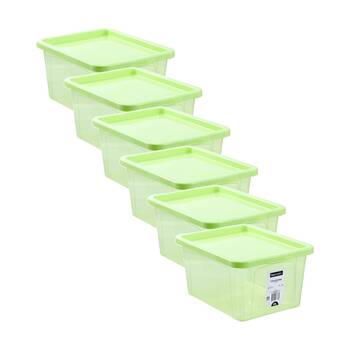 6PK Boxsweden Click Storage Box 20L Secure Lock Lid Home Organisation Assorted