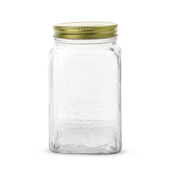 Lemon & Lime Vintage 1L Glass Jar w/ Gold Lid - Clear