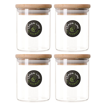 4PK Lemon & Lime Camden Glass Jar Bamboo Lid 200ml