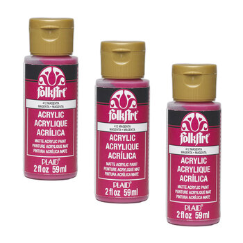 3PK Plaid FolkArt Premium 59ml Acrylic Paint Matt Finish - Magenta
