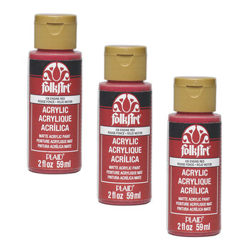 3PK Plaid FolkArt Premium 59ml Acrylic Paint Matt Finish - Engine Red
