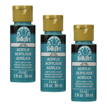 3PK Plaid FolkArt Premium 59ml Acrylic Paint Matt Finish - Aqua