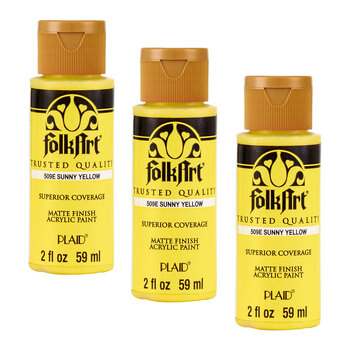 3PK Plaid FolkArt Premium 59ml Acrylic Paint Matt Finish - Sunny Yellow