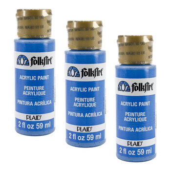 3PK Plaid FolkArt Premium 59ml Acrylic Paint Matt Finish - Look at me Blue