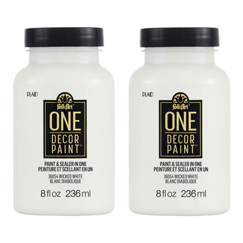 2PK Plaid FolkArt 236ml One Decor Paint Eggshell Finish - Wicked White