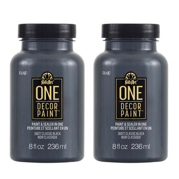 2PK Plaid FolkArt 236ml One Decor Paint Eggshell Finish - Classic Black